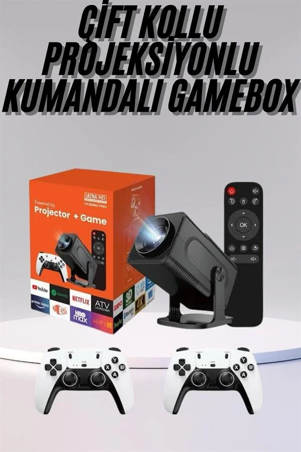 Çift Kollu Game Box Projeksiyon Cihazı Kumandalı Android Tv Dahili Hoparlör görsel 2