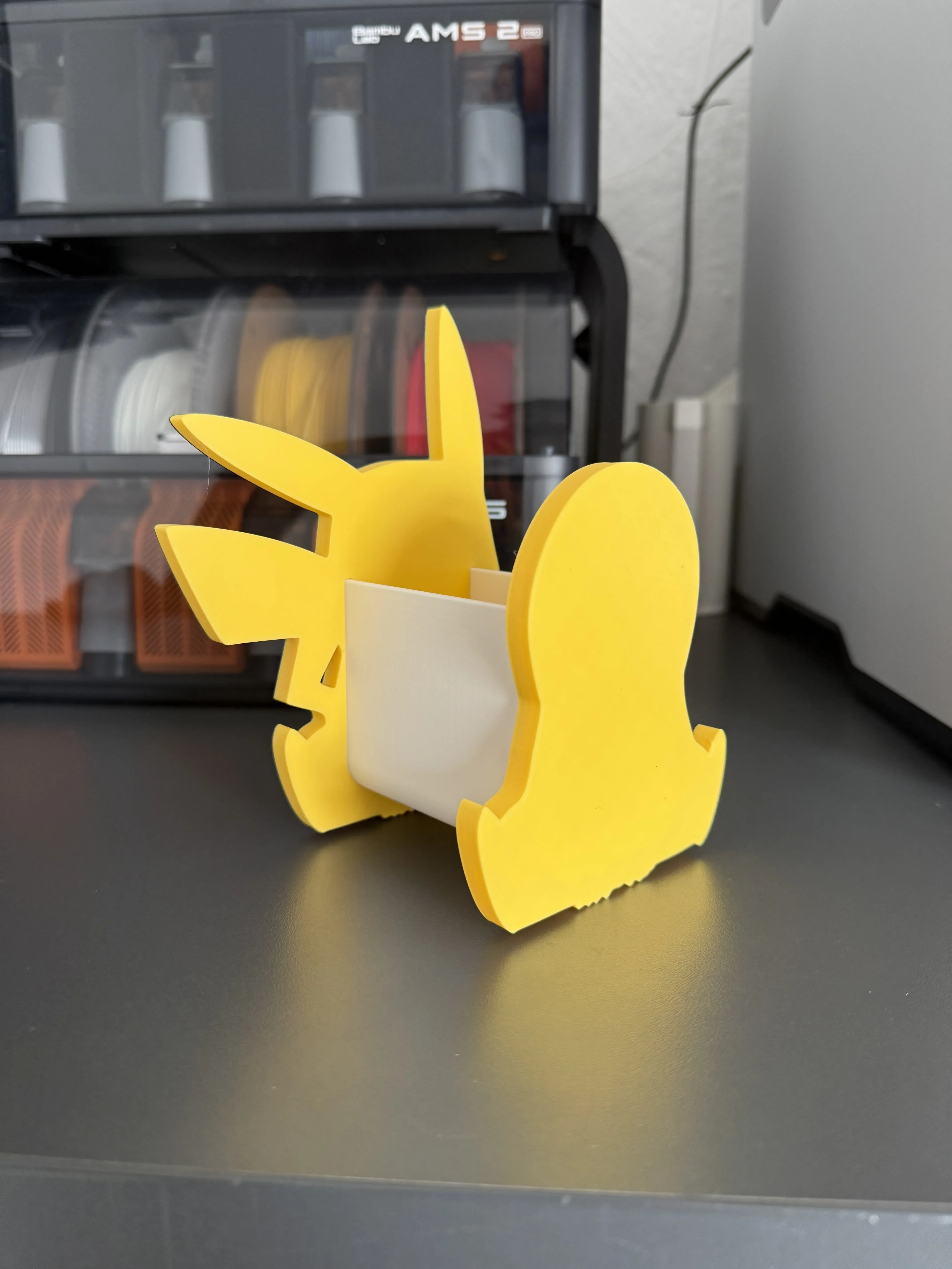 3D Baskı Sevimli Elektrik Fare Figürlü Kalemlik - Sarı Masaüstü Organizer görsel 2