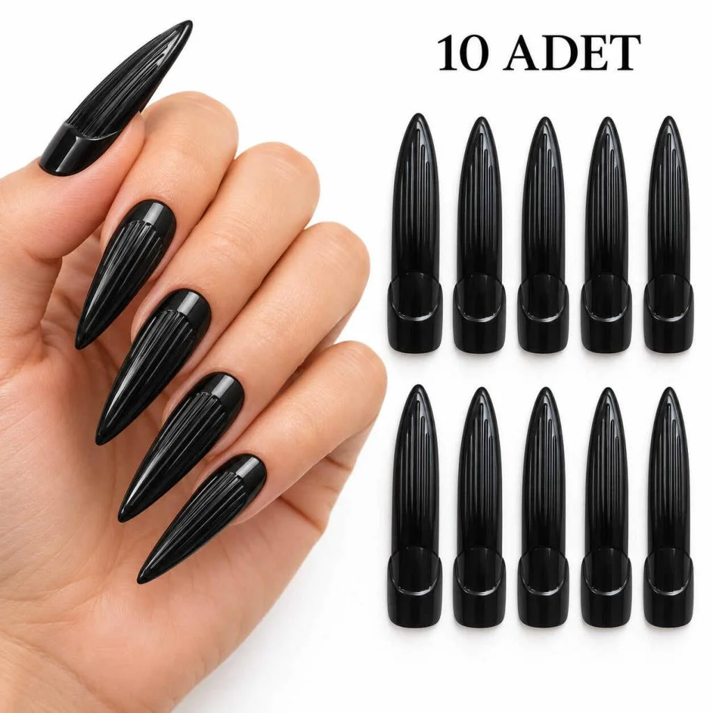 Siyah Plastik Cadı Takma Tırnak 10’lu Set görsel 2