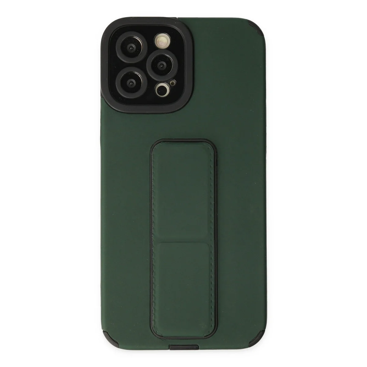 Apple İphone 12 Pro Max Kılıf Mega Standlı Silikon - Yeşil