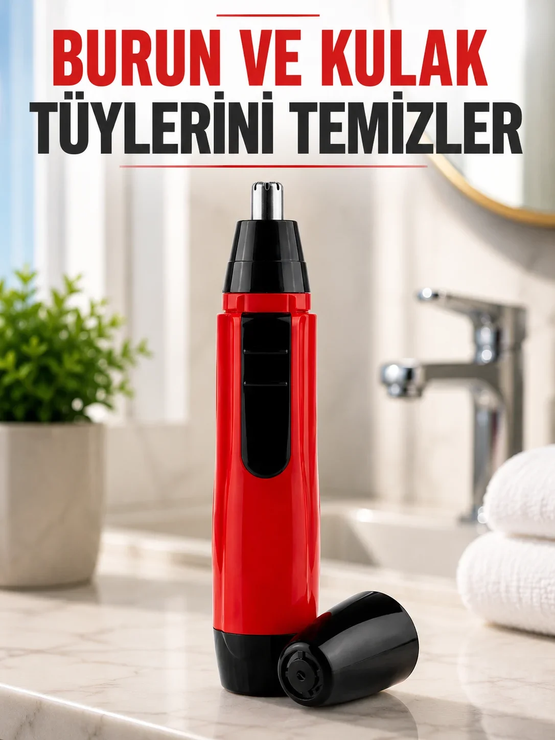 Kulak Burun Tüy Tezleme Makinası Pilli Kırmızı Ergonok Yeni Nesil