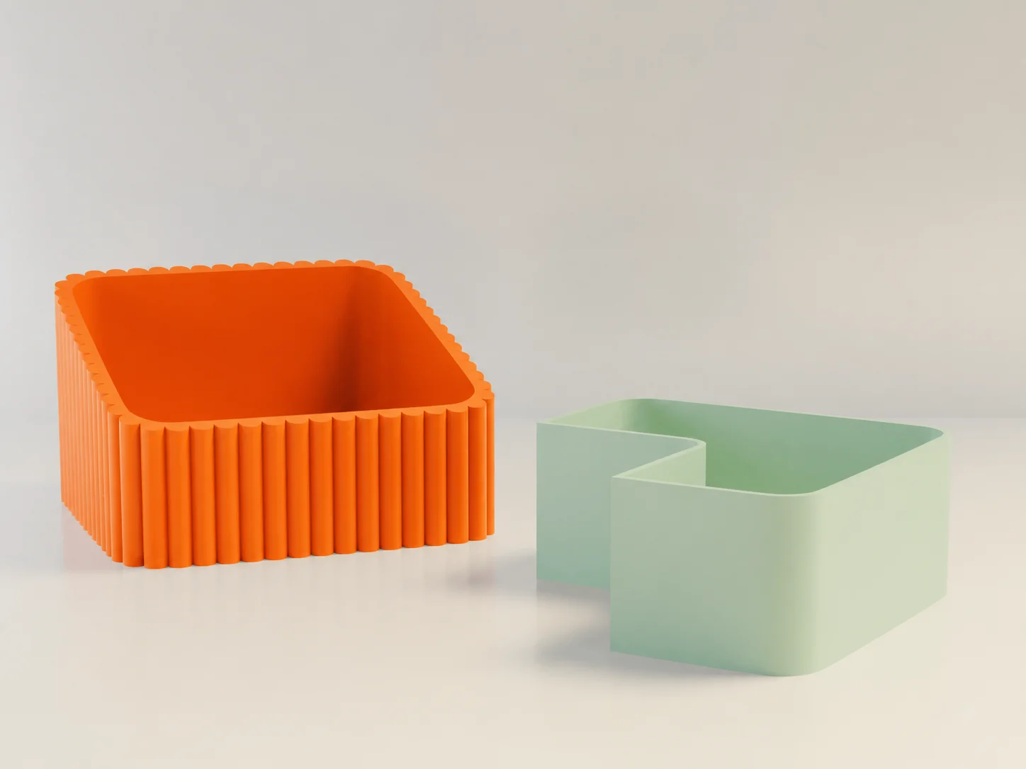 3D Baskı Fıstık Kasesi - Çift Hazneli Kabuk Ayırıcı Sunum Kasesi - Turuncu Mint görsel 2