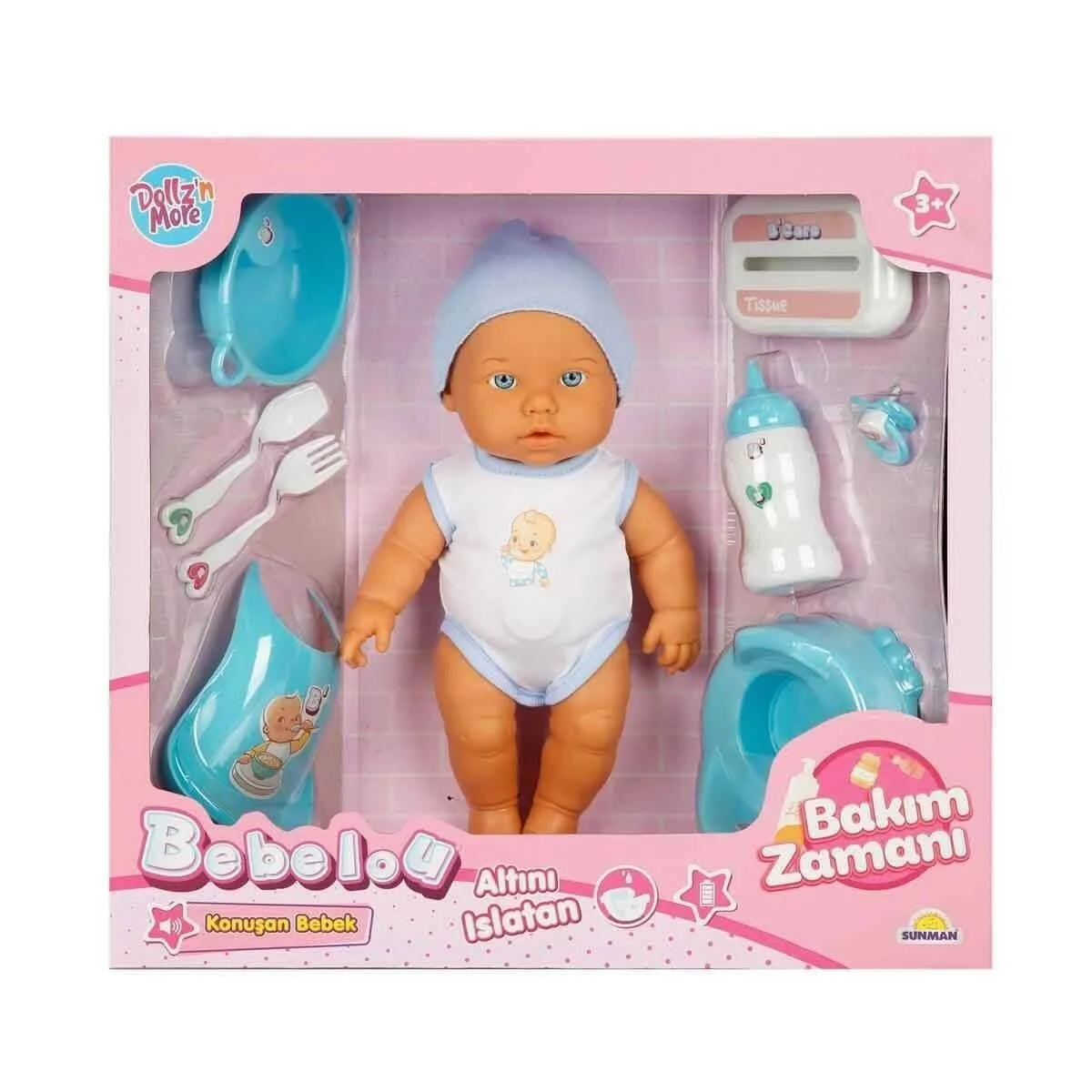 3823 Bebelou Bakım Zamanı Sesli Gülen Ağlayan Bebek 32 cm -Sunman görsel 2