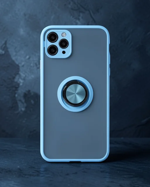 Apple İphone 11 Pro Max Kılıf Montreal Yüzüklü Silikon Kapak - Buz Mavi