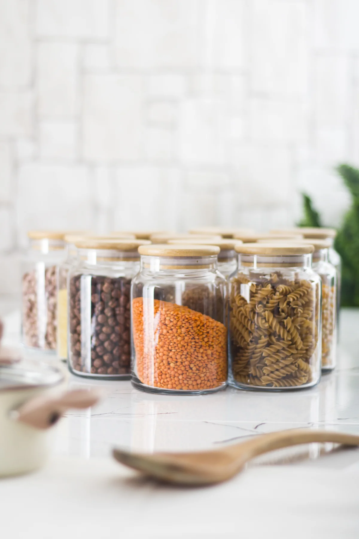 12 Lü Set Bambu Kapaklı Cam Kavanoz & Erzak Saklama Kabı 800 ml Orta Boy ( Vakum Kapak ) görsel 3
