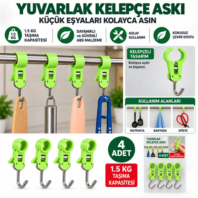 SN-38118 Yuvarlak Kelepçe Askı 82x18x18mm 4’lü Paket görsel 3