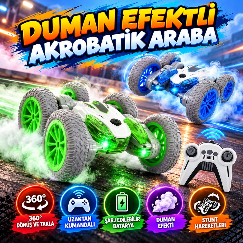DH-666-78 Şarjlı Duman Atan Stunt Araba 18