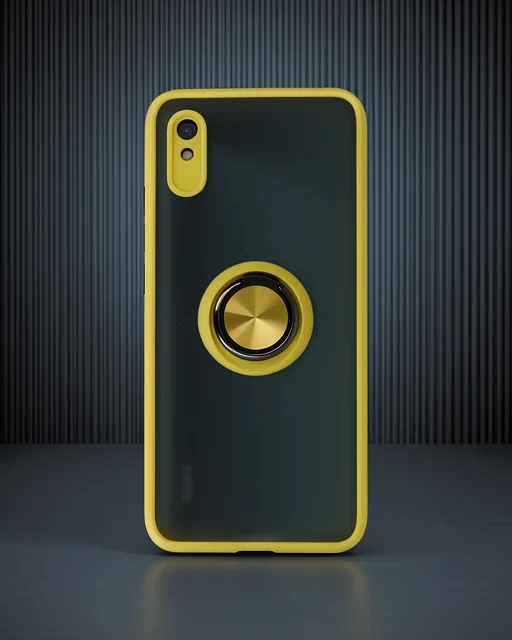Xiaomi Redmi 9a Kılıf Montreal Yüzüklü Silikon Kapak - Sarı