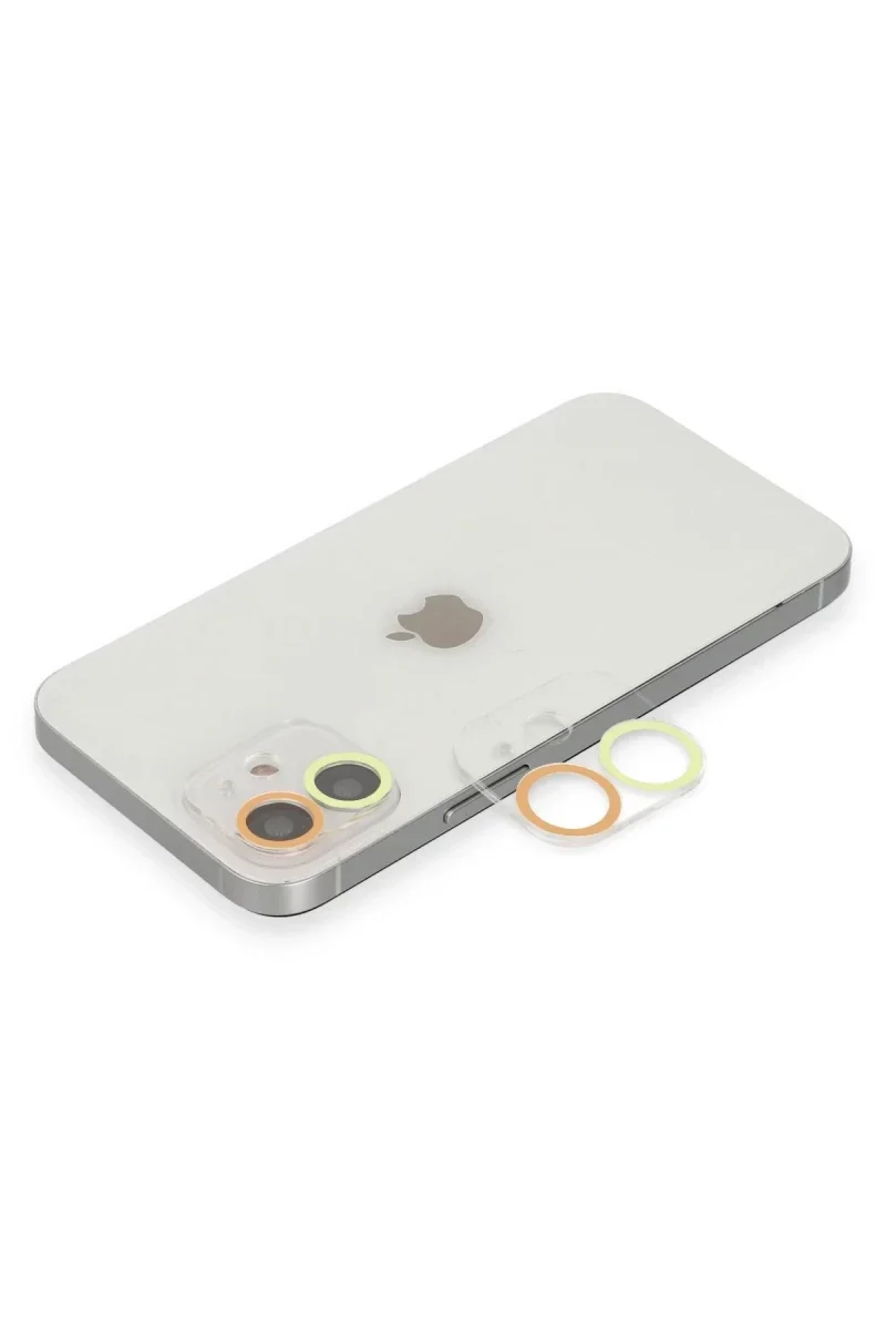 Apple iPhone 11 Renkli Kamera Lens Koruma Cam - Sarı-Turuncu