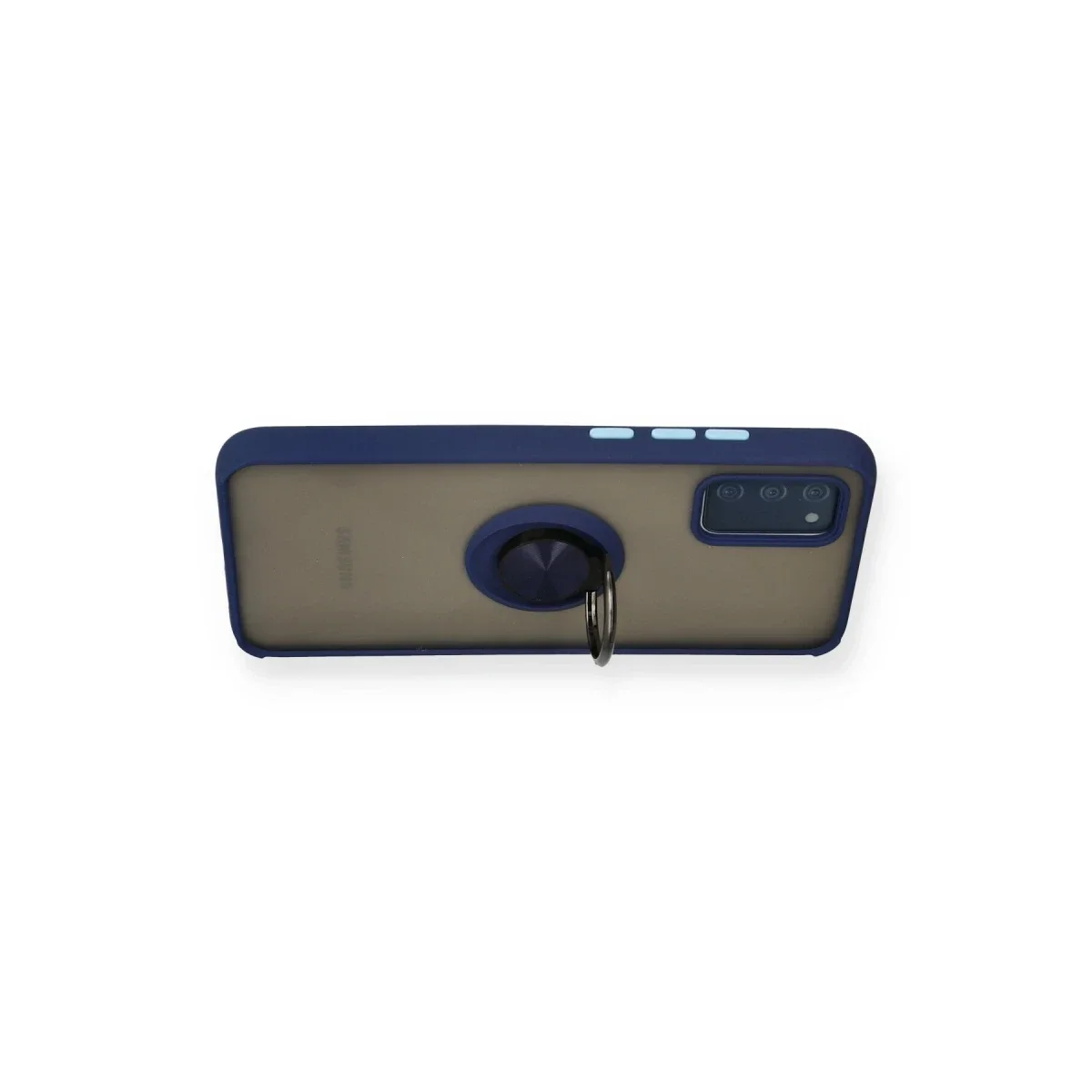 Samsung Galaxy A02S Kılıf Montreal Yüzüklü Silikon Kapak - Lacivert görsel 3