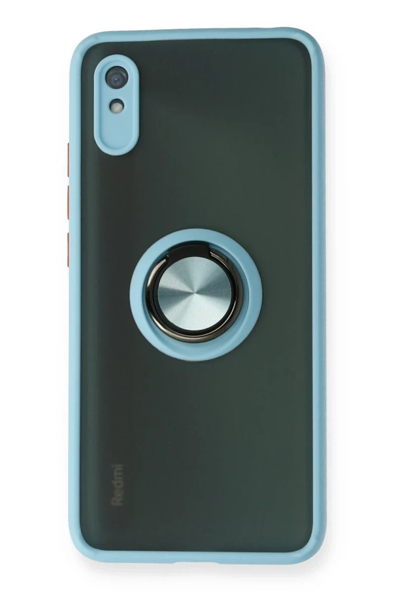 Xiaomi Redmi 9A Kılıf Montreal Yüzüklü Silikon Kapak - Buz Mavi