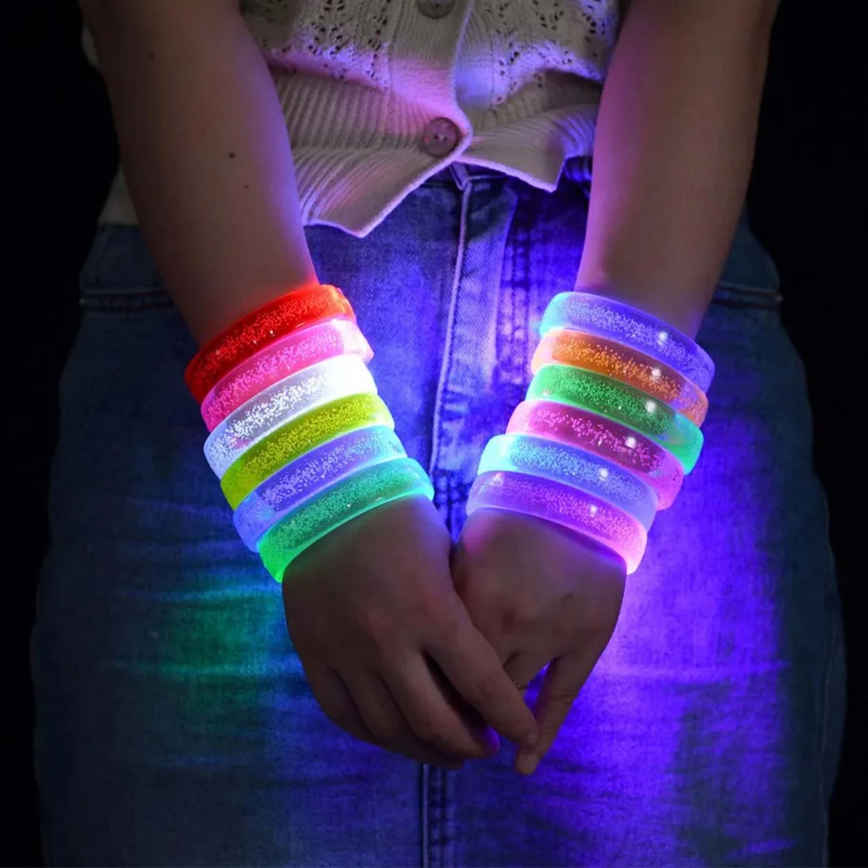 Sarı Led Işıklı Baskı Yapılabilen Pilli Bileklik Bilezik 1,5 cm Genişlik görsel 5