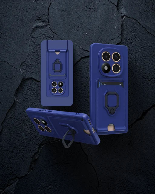Xiaomi Redmi Note 14 Pro Plus Kılıf Zuma Kartvizitli Yüzüklü Silikon - Lacivert