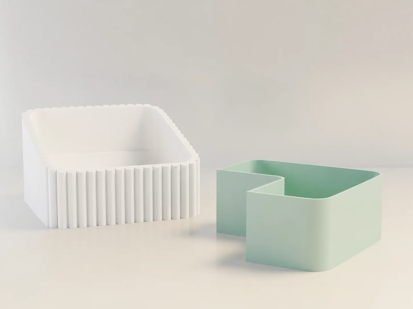 3D Baskı Fıstık Kasesi - Çift Hazneli Kabuk Ayırıcı Sunum Kasesi - Beyaz Mint görsel 2
