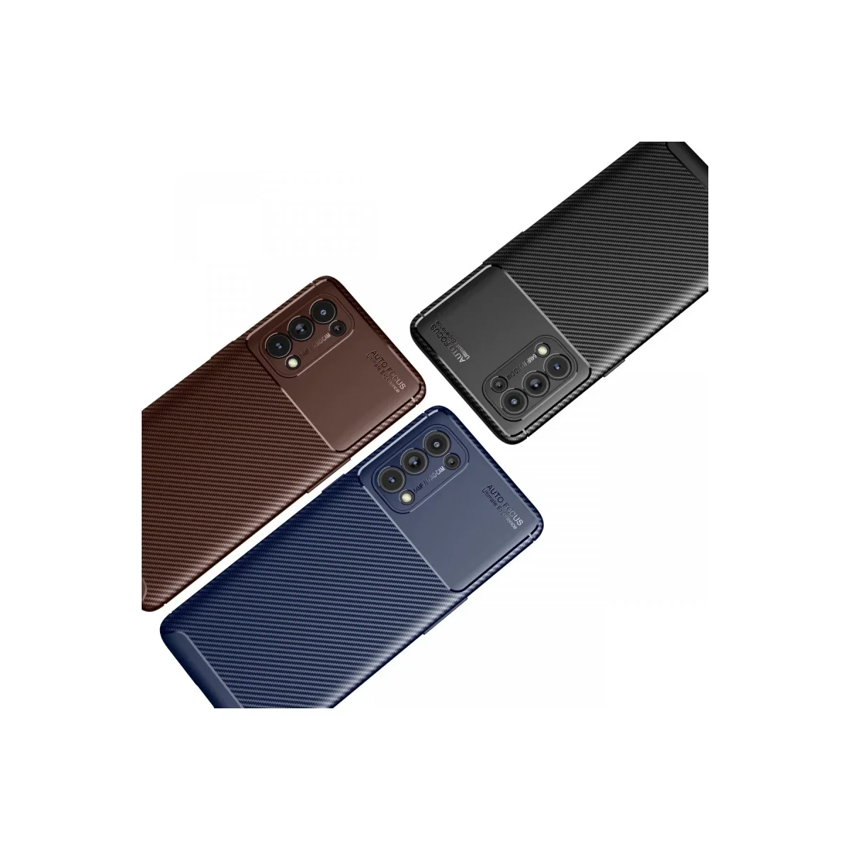 Oppo Reno 5 Pro Kılıf Auto Focus Karbon Kapak - Kahverengi görsel 3