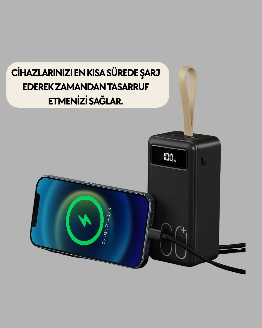 Tüm Cihazlarla Uyumlu LED Fenerli 4 Çıkışlı Powerbank Yeni Nesil görsel 4