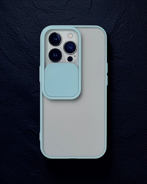 Apple İphone 13 Pro Kılıf Palm Buzlu Kamera Sürgülü Silikon - Turkuaz