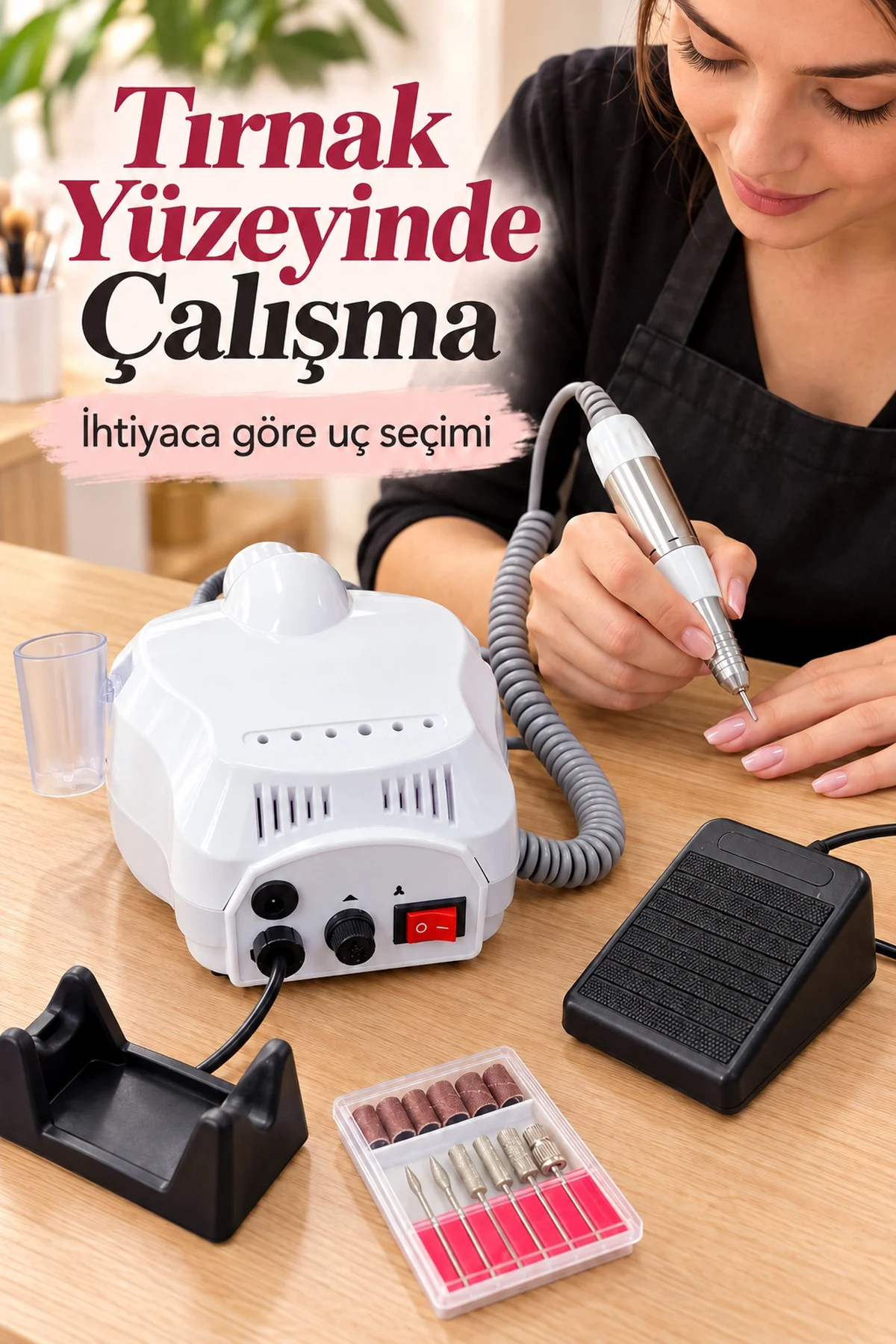 Tırnak Törpü Cihazı Metal Uçlar ve Zımpara Bantlarıyla görsel 5