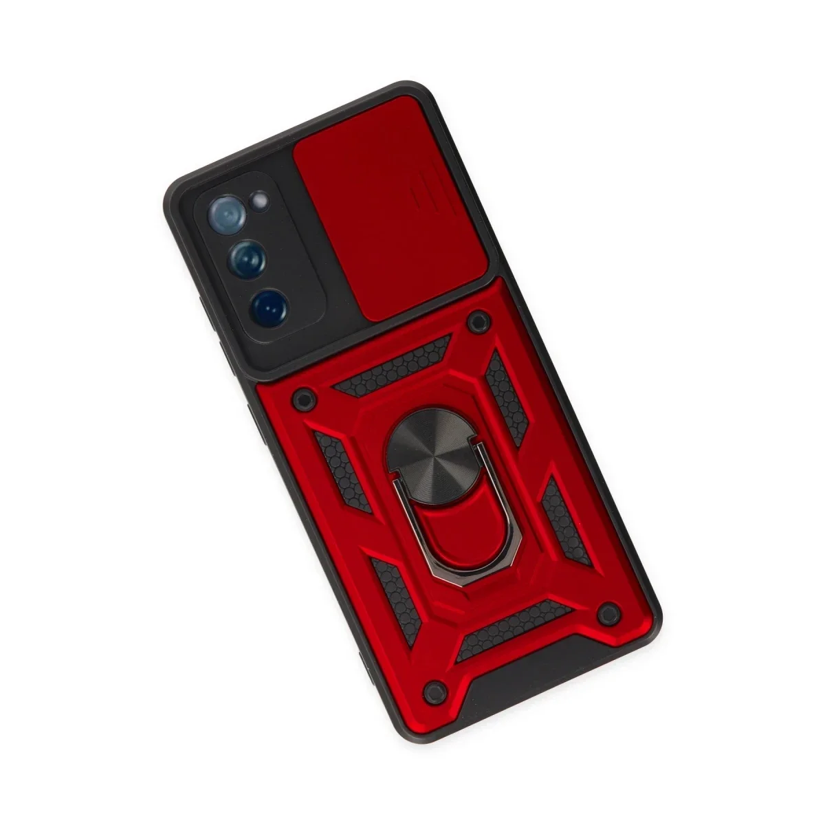 Samsung Galaxy S20 FE Kılıf Pars Lens Yüzüklü Silikon - Kırmızı görsel 3