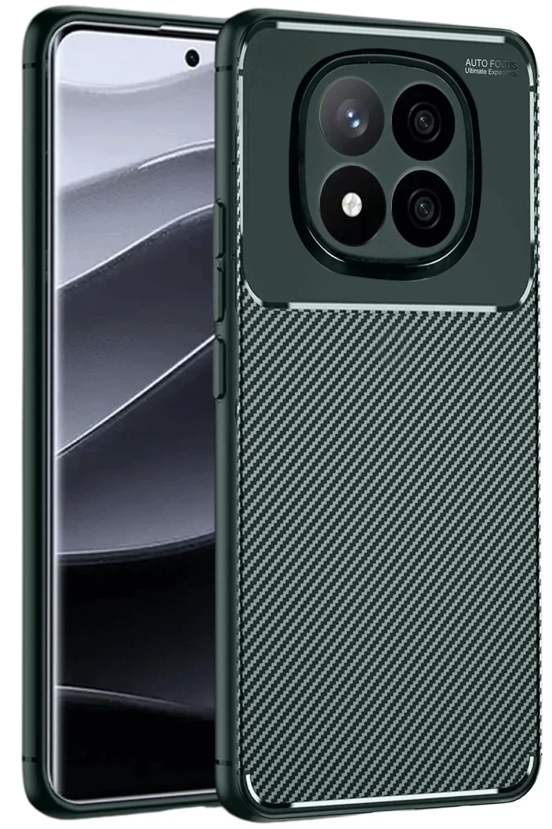 Xiao Red Note 14 Pro 5G Kılıf Auto Focus Karbon Kapak - Koyu Yeşil