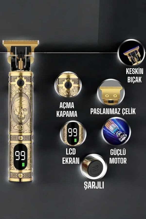 Tıraş Makinesi Çizik Tıraş Paslanmaz Çelik Uzun Ömürlü Şarjlı görsel 4