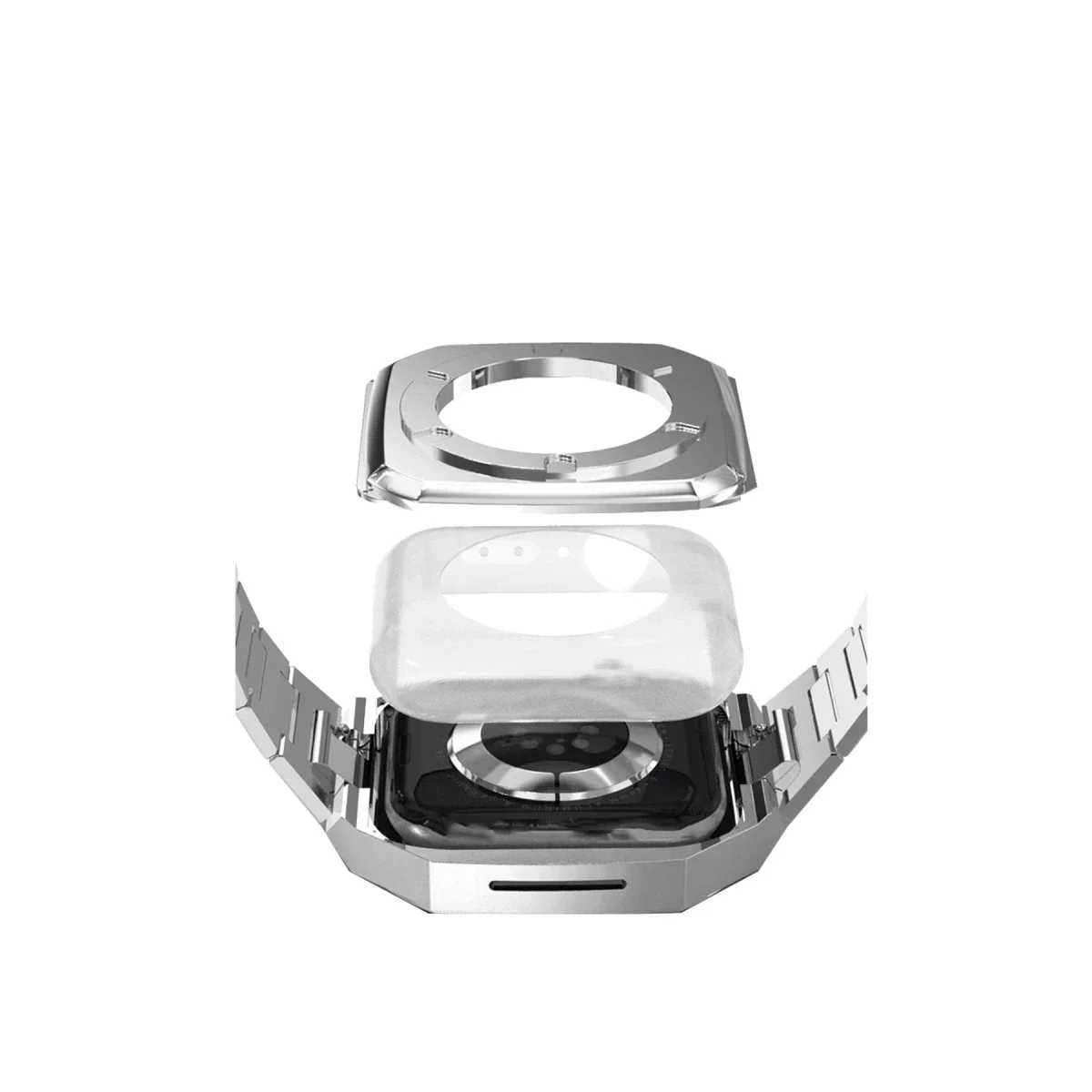 Apple Watch 45mm Metal Petek Kasalı Kordon - Gümüş görsel 3
