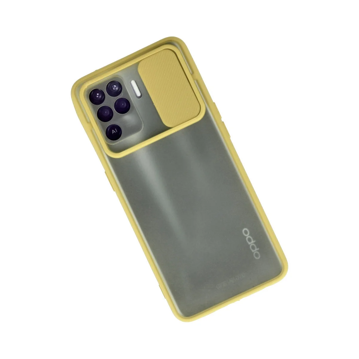 Oppo Reno 5 Lite Kılıf Palm Buzlu Kamera Sürgülü Silikon - Sarı görsel 2