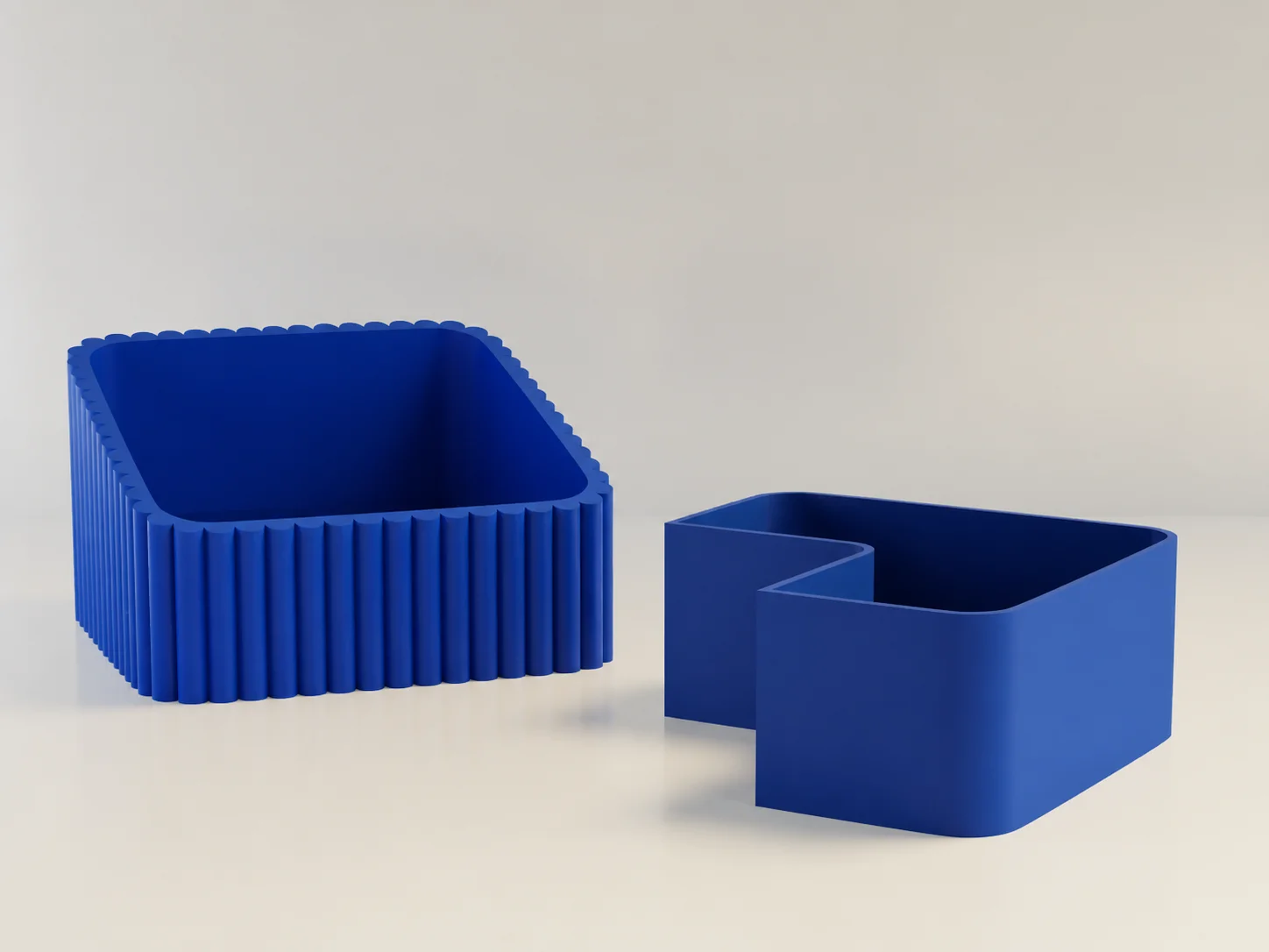 3D Baskı Fıstık Kasesi - Çift Hazneli Kabuk Ayırıcı Sunum Kasesi - Mavi Mavi görsel 2