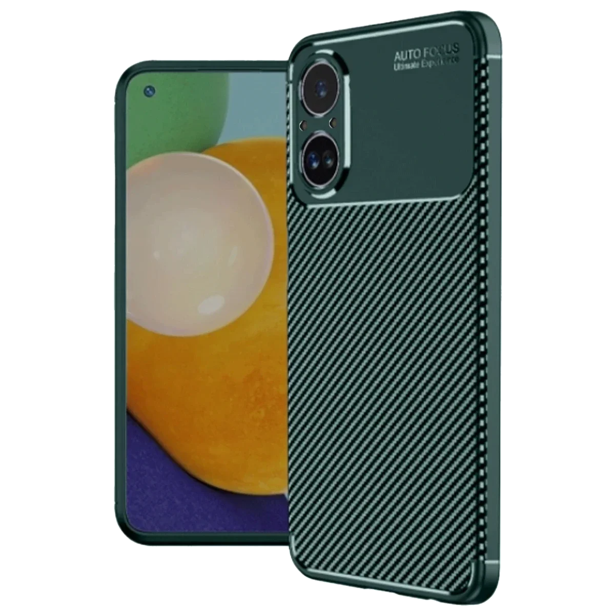 Realme 12 Lite Kılıf Auto Focus Karbon Kapak - Koyu Yeşil görsel 3