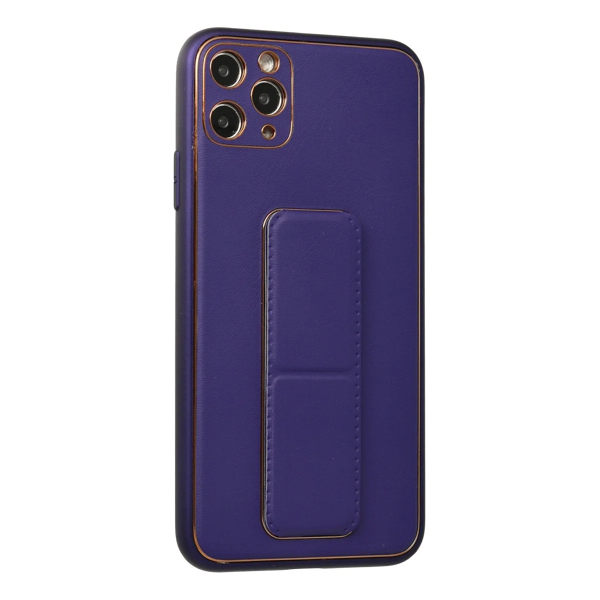 Apple İphone 11 Pro Max Kılıf Coco Deri Standlı Kapak - Mor görsel 2