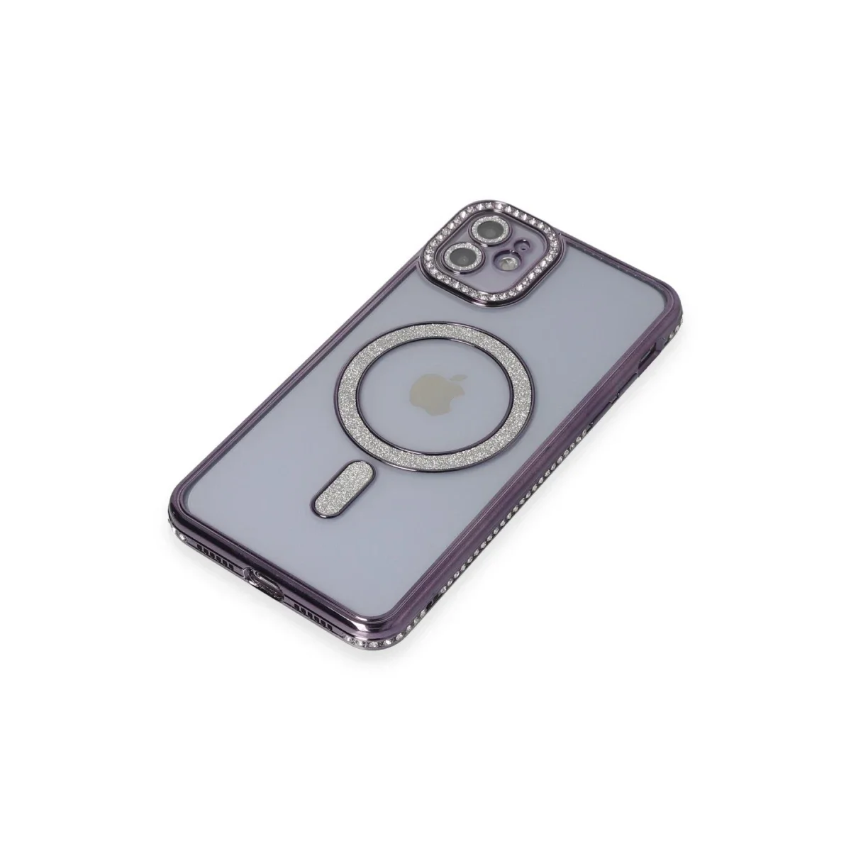 Apple iPhone 11 Kılıf Joke Simli Magneticsafe Kılıf - Derin Mor görsel 3
