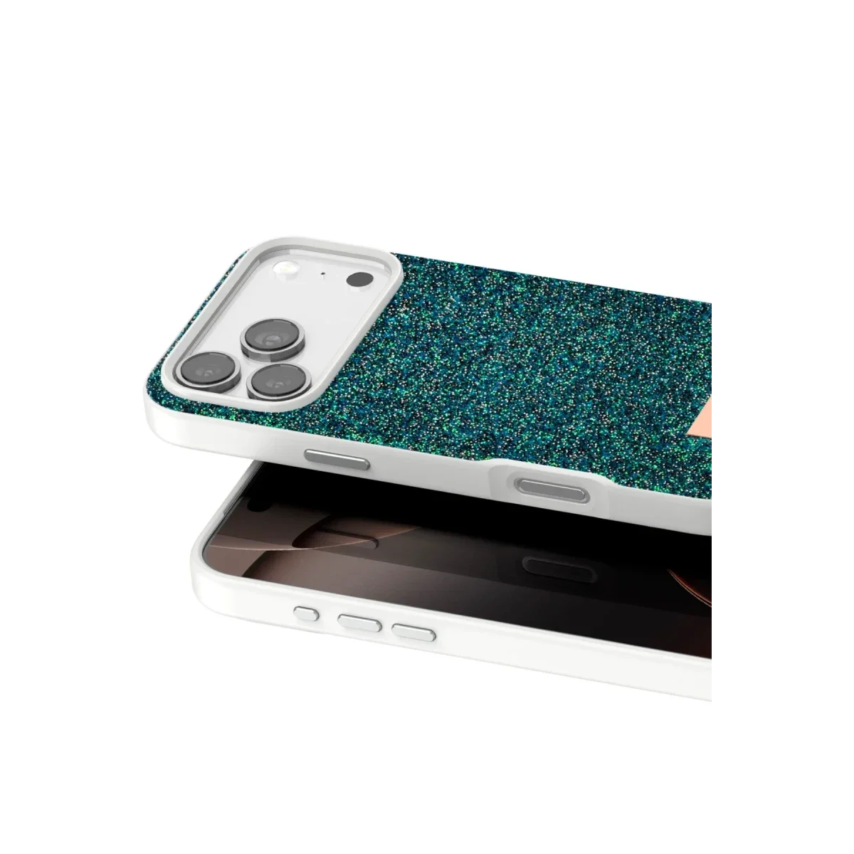 Onegif Apple iPhone 17 Pro Max Bright Simli Kapak - Koyu Yeşil görsel 2