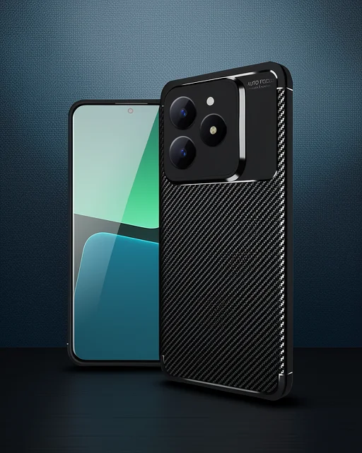 Realme C61 Kılıf Auto Focus Karbon Kapak - Siyah