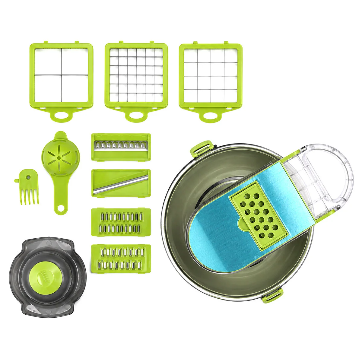 Vegetable Cutter Hazneli 9IN1 Çok Fonksiyonlu Sebze Dilimleyici - Kesici - Doğrayıcı Seti DP-901