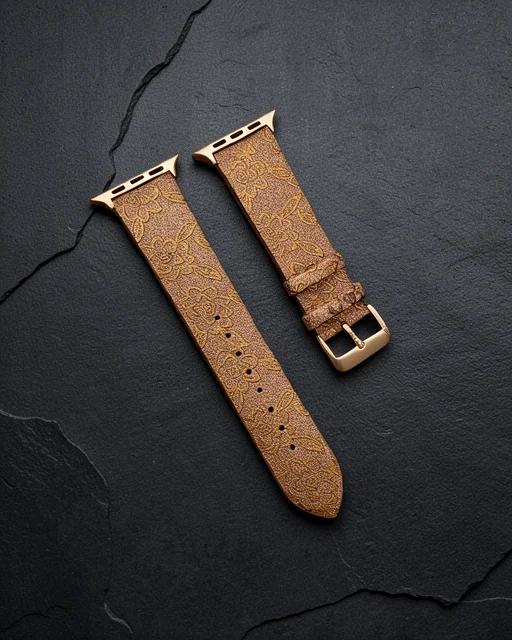 Apple Watch 42mm Creeper Desenli Kordon - Gold