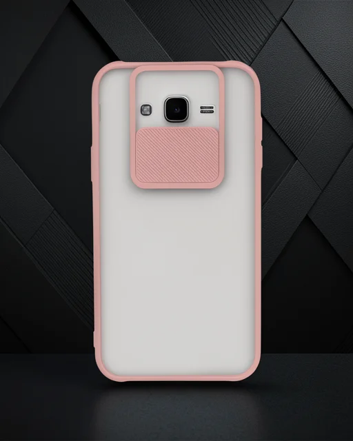 Samsung Galaxy J7 Kılıf Palm Buzlu Kamera Sürgülü Silikon - Pembe