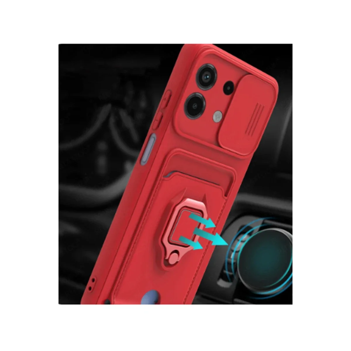 Xiaomi Redmi Note 13 4G Kılıf Zuma Kartvizitli Yüzüklü Silikon - Pembe görsel 3