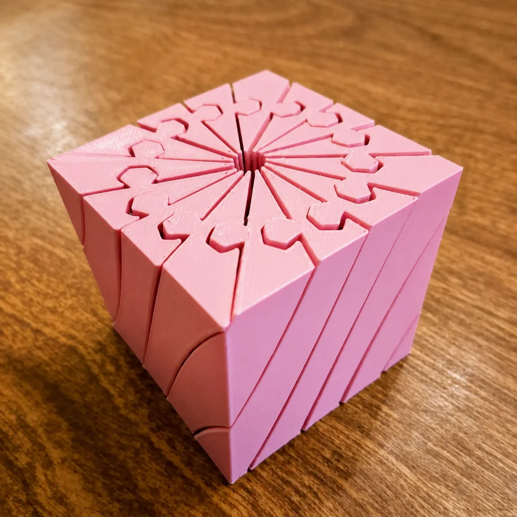 3D Baskı Twisting Küp - Mekanik Dönen Bulmaca Küpü-Pembe