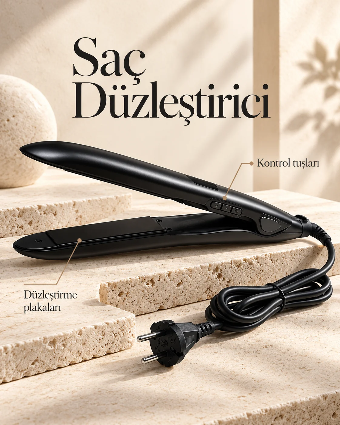 Seramik Plakalı 110–240 V LCD Ekranlı Saç Şekillendirici görsel 3