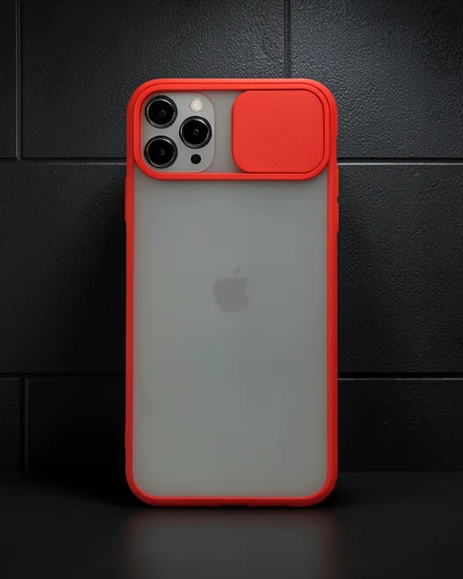 Apple İphone 11 Pro Max Kılıf Palm Buzlu Kamera Sürgülü Silikon - Kırmızı