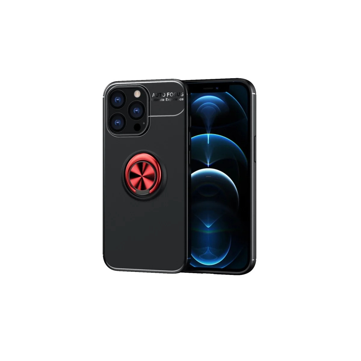 Apple İphone 13 Pro Kılıf Range Yüzüklü Silikon - Siyah-kırmızı
