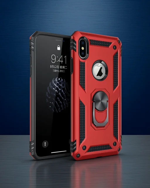 Apple İphone Xs Max Kılıf Sofya Yüzüklü Silikon Kapak - Kırmızı