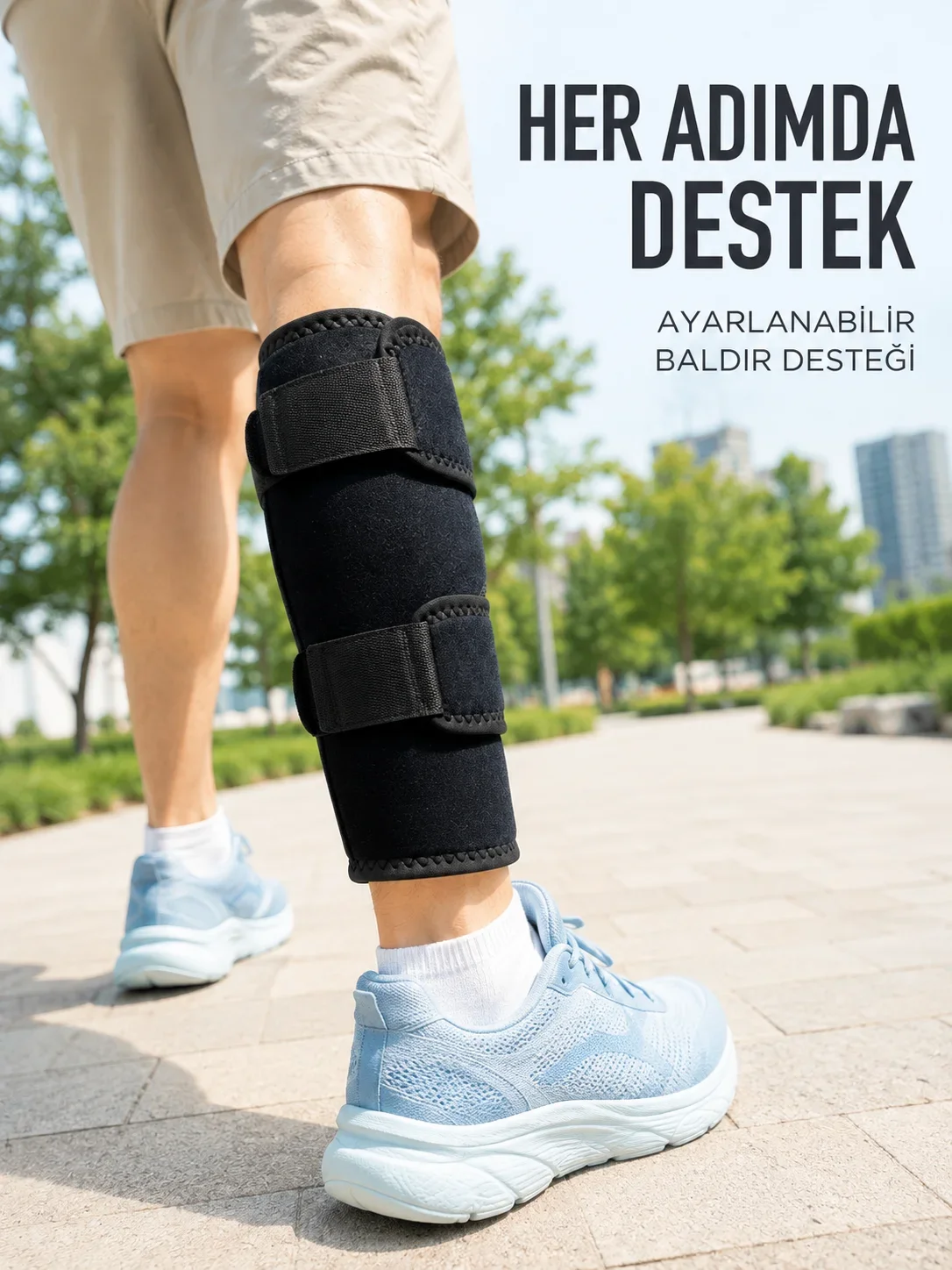 Alt Baldır Destekliği Çift Sabitleme Bantlı Ayarlanabilir Spor Baldırlığı