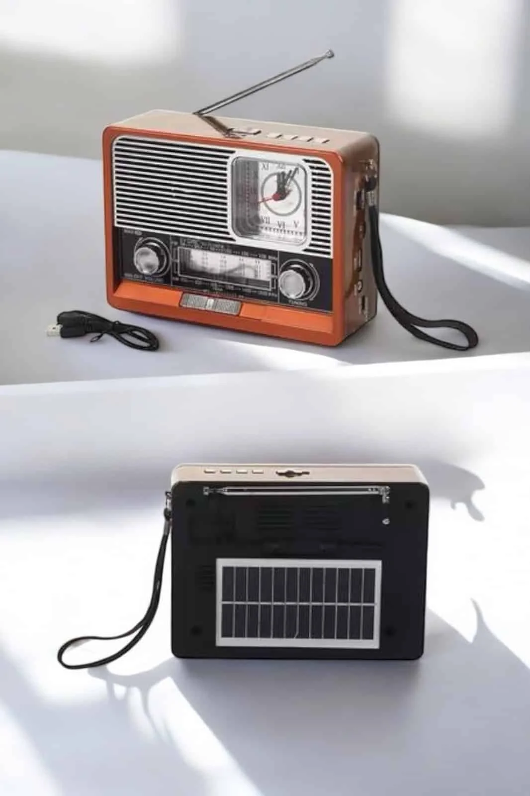Ahşap Görünümlü Retro Bluetooth Radyo USB,AUX Ve SD Kart Girişli görsel 5