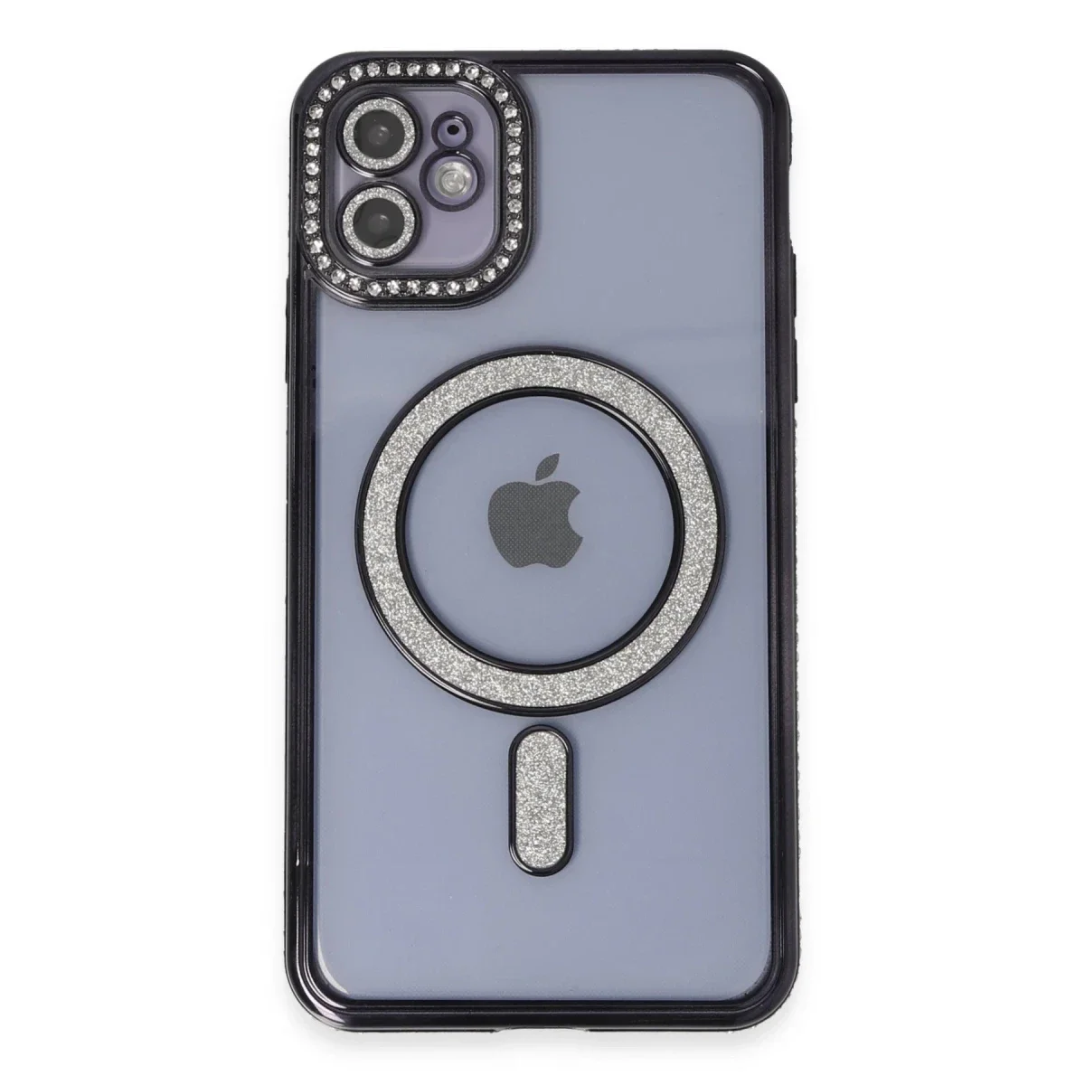 Apple iPhone 11 Kılıf Joke Simli Magneticsafe Kılıf - Siyah