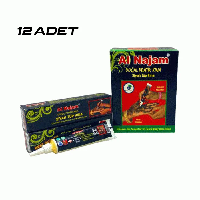12 Adet Al Najam Siyah Tüp Kına 30GR görsel 2