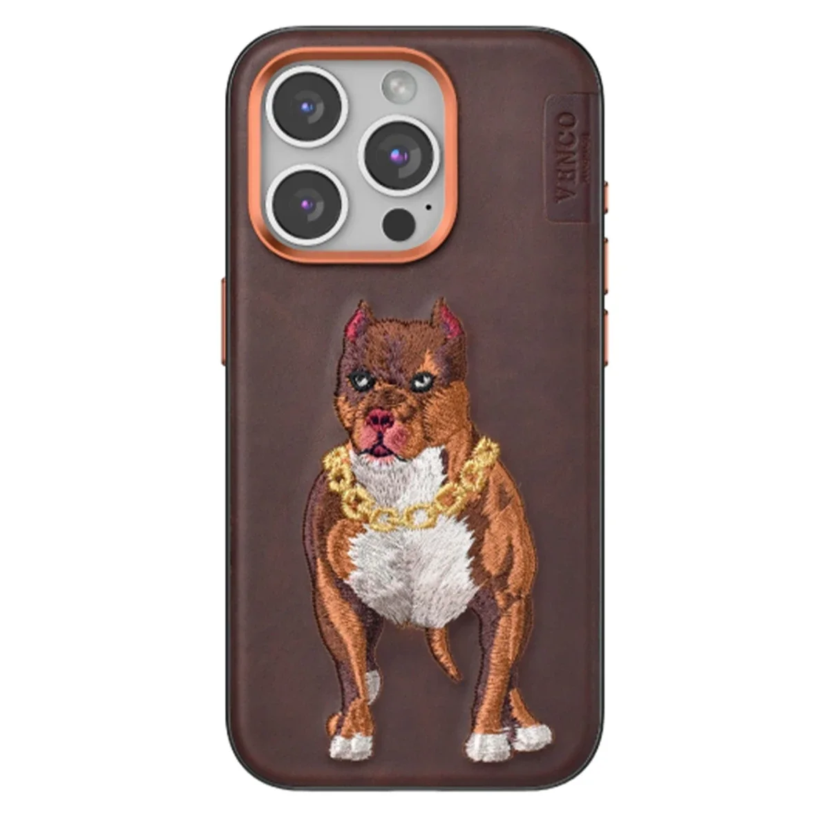 Venco Apple iPhone 15 Pro Perma Desenli Kapak - Kahverengi