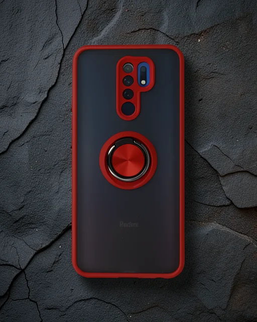 Xiaomi Redmi 9 Kılıf Montreal Yüzüklü Silikon Kapak - Kırmızı