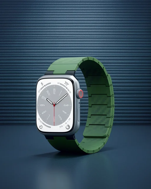 Apple Watch 45mm Carbon Steel Kordon (saat Değildir) - Koyu Yeşil