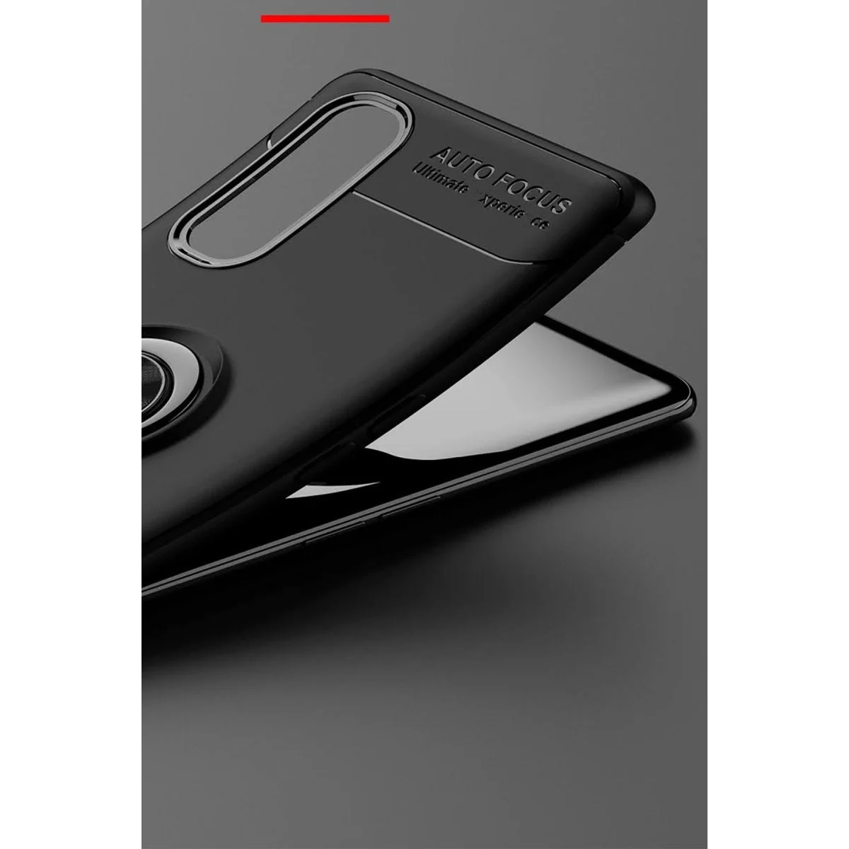 Oppo Find X2 Kılıf Range Yüzüklü Silikon - Kırmızı görsel 4